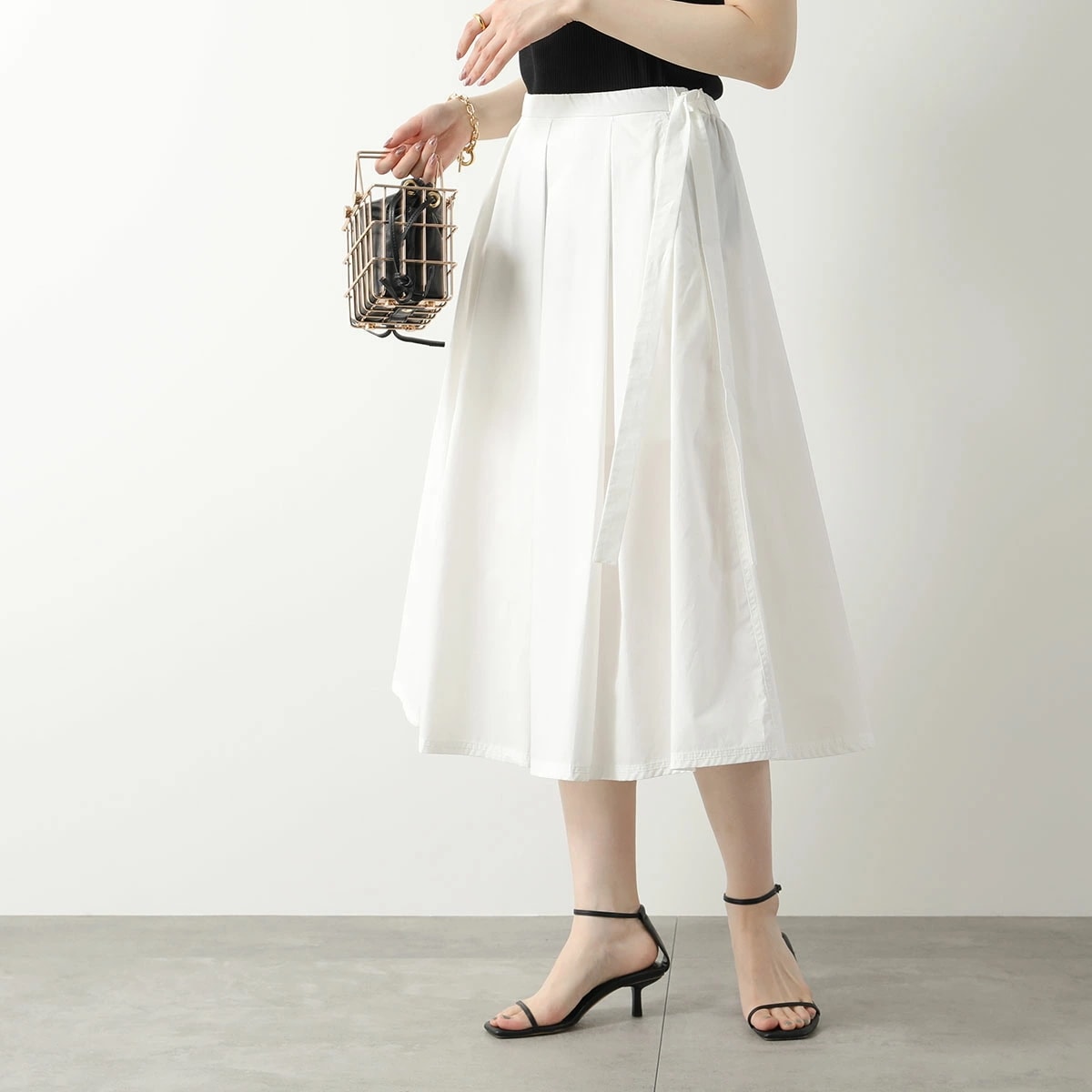 WEEKEND MAX MARA ウィークエンド マックスマーラ フレアスカート DONATA レディース コットン ロング丈 リボン 004