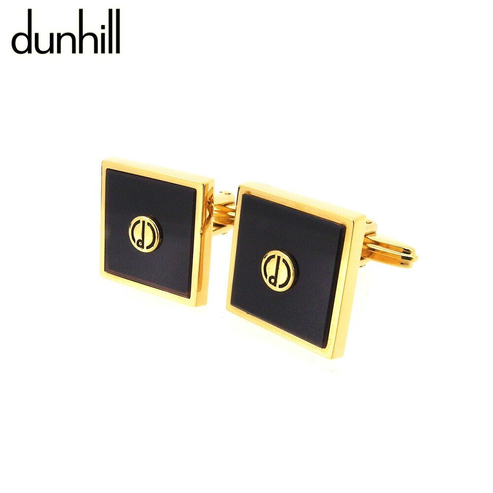 カフス カフリンクス dマーク メンズ スクエア スウィヴル式 ゴールド ブラック 中古