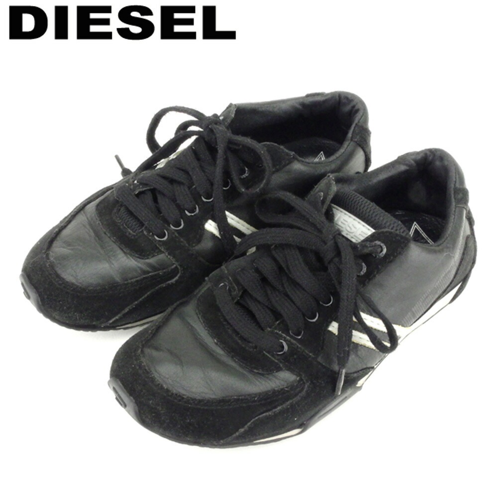 スニーカー シューズ 靴 ローカット 22.5 ブラック グレー 灰色 シルバー 中古