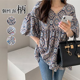 韓国ファッションTシャツ レディース トップス ブラウス タック入り ロング丈 通気性がいい大きいサイズ