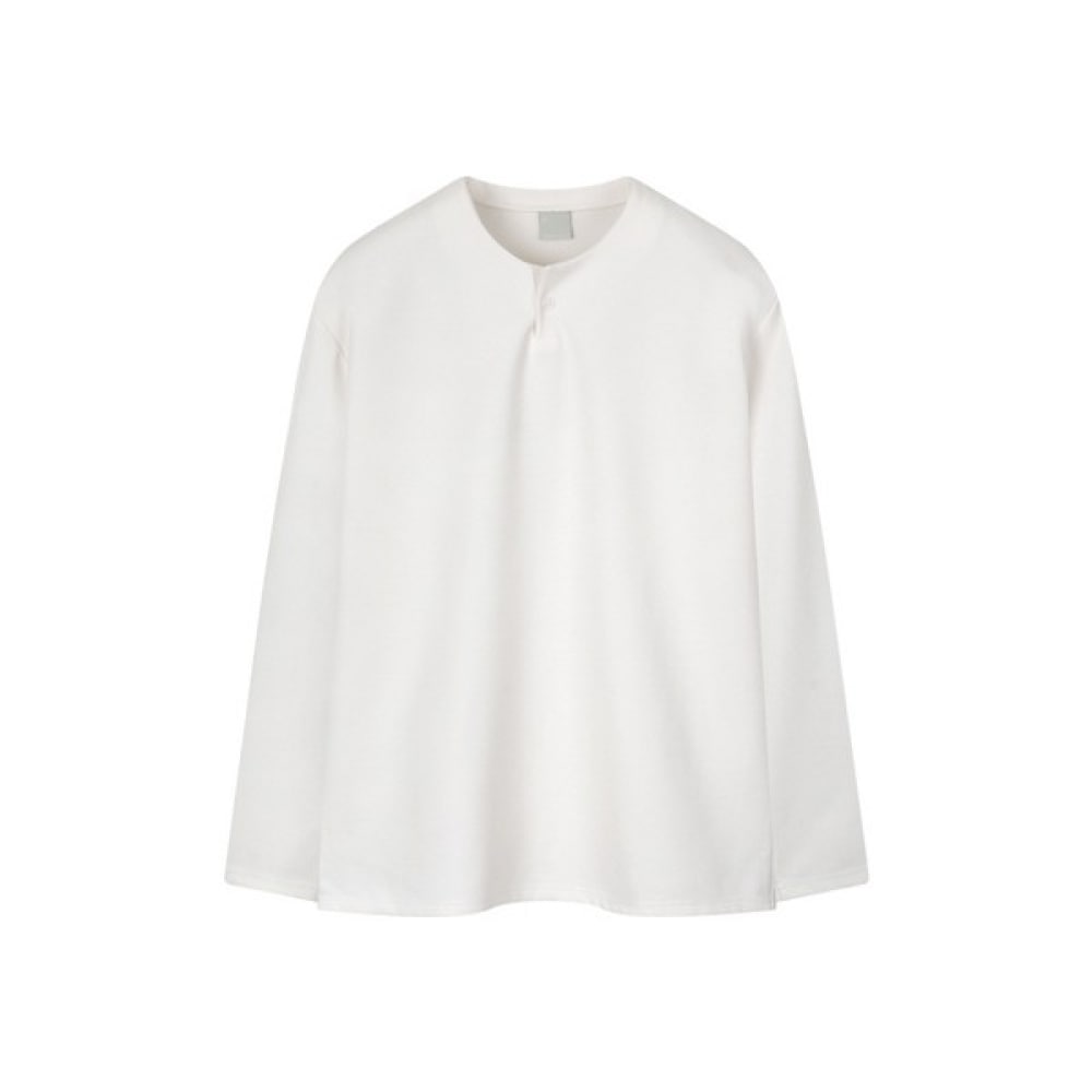 [ハリソン] ワンボタンヘンリーネックロングスリーブTシャツHITC1081