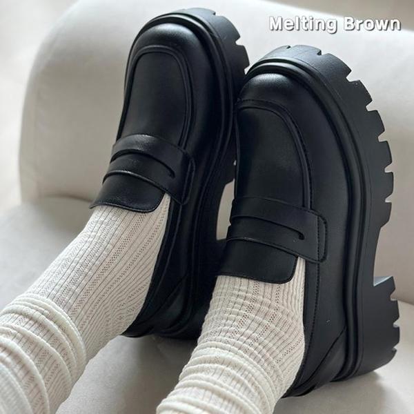 女性チャンキーヒールペニーローファー秋靴 MT68