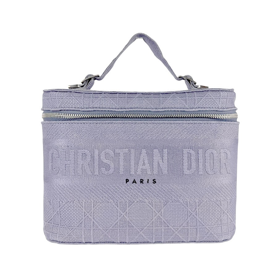 クリスチャンディオール Christian Dior ハンドバッグ ヴァニティバッグ キャンバス ブルー シルバー レディース z5951