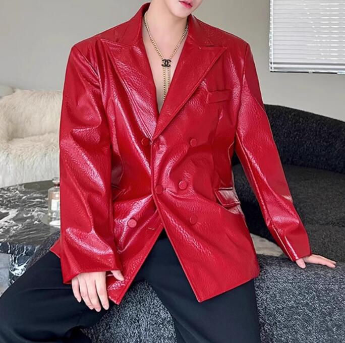 メンズブレザー ジャケット レザージャケット秋冬新品 韓国ファッションメンズ PUアウター ジャケットPY63 2COLOR