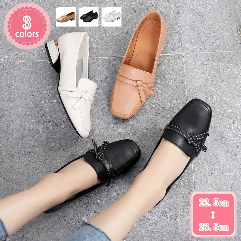 2000円OFFクーポン 3パンプス フラット シューズ おしゃれ 靴 大きいサイズ オフィスシューズ フラット ぺたんこパンプス 痛くない スクエアトゥ ローヒール 黒 カジュアル レディース 歩き