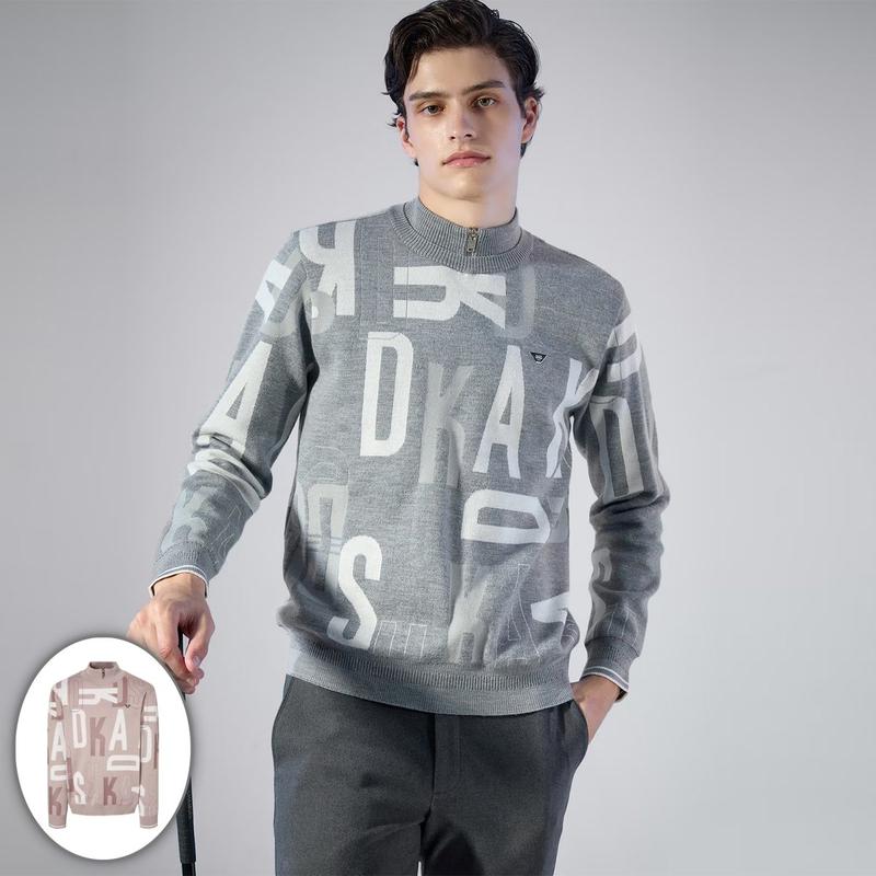 男性ロゴパターン防風ハーフジップニット（DGSW5D751）_s