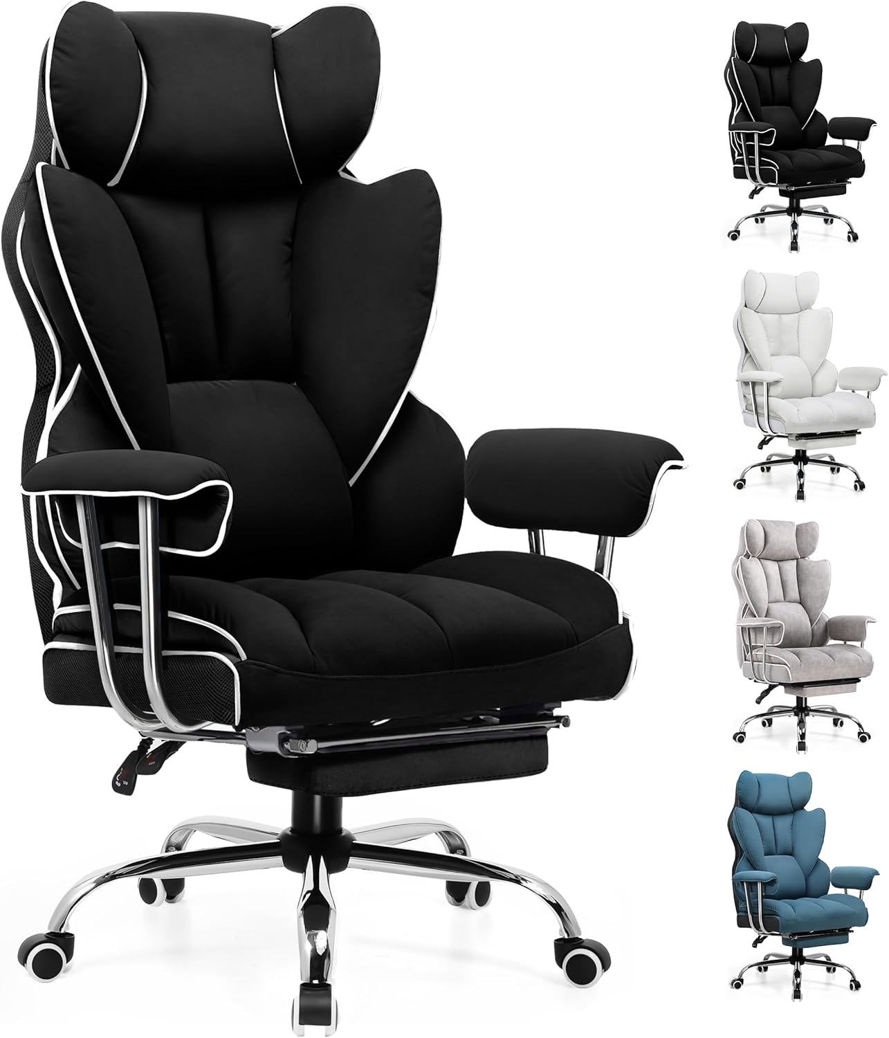 GTRACING ゲーミングチェア ファブリック オットマン 椅子 イス テレワーク 腰痛対策 pcチェア デスクチェア 蒸れない ソファーの座り心地 【ふわふわPP綿採用】