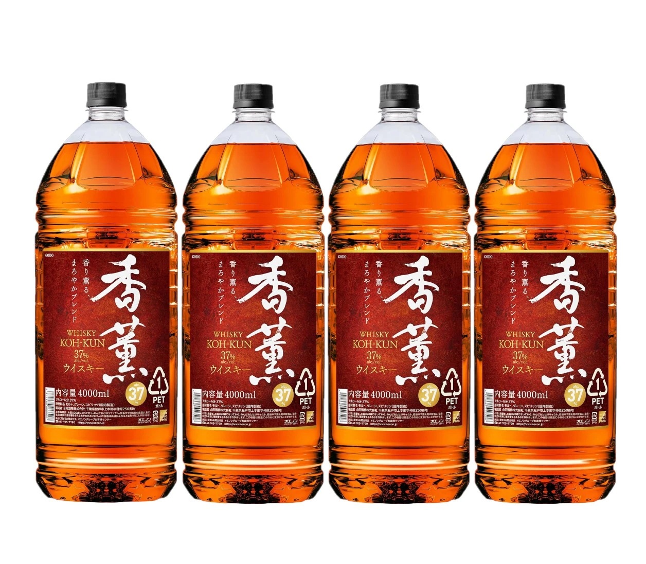 合同酒精 ウィスキー 香薫 37度 4000ml 4L4本【北海道沖縄県東北四国九州地方は必ず送料がかかります】