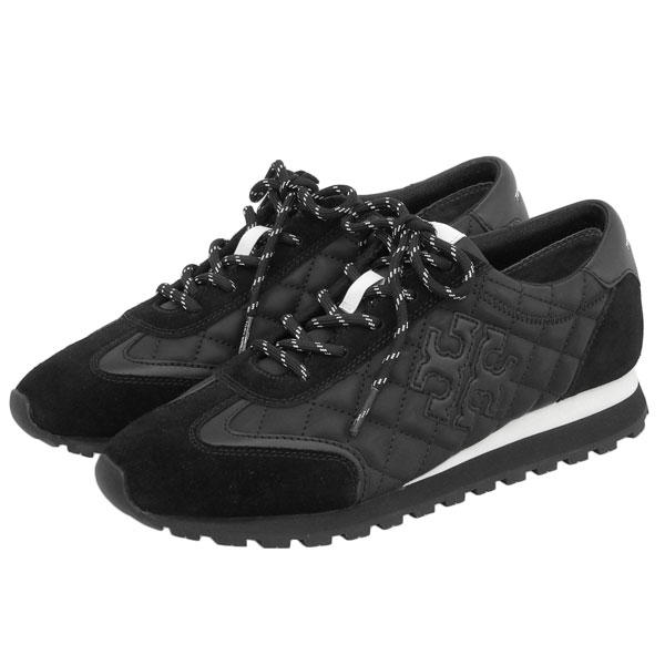 トリーバーチ スニーカー レディース 靴 シューズ アウトレット 8 25cm ブラック VINTAGE SNEAKER RUBBERIZED MATTE PU PLAIN WEAVE 154903