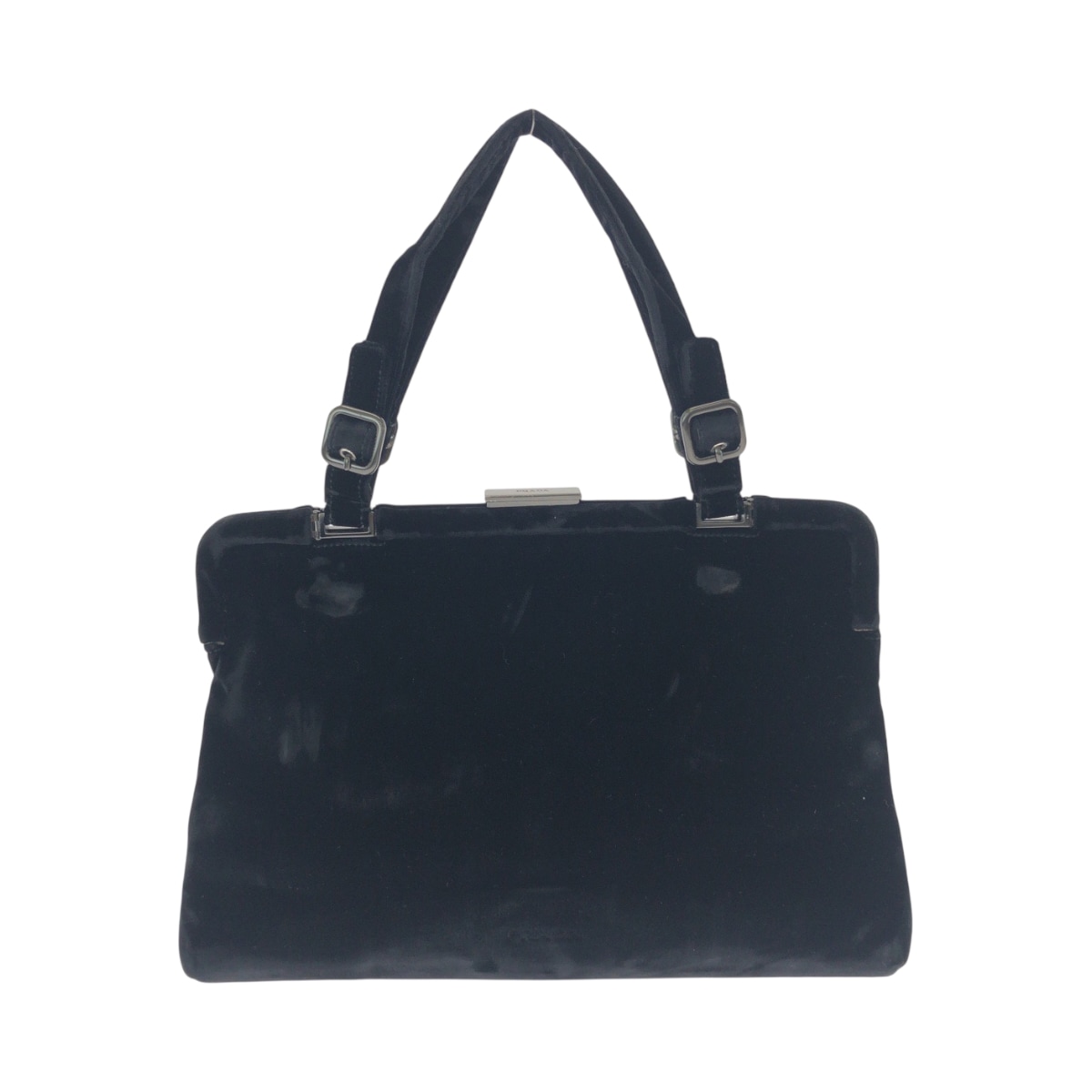 美品 ベロア ブラック 黒 シルバー金具 ベロア トートバッグ ハンドバッグ レディース 504039