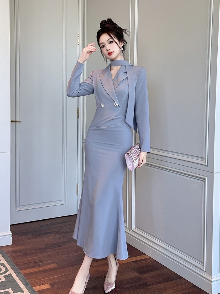 【JY.上品】 2025秋冬新品 大人 スーツワンピース 女王様 マーメイド タイト ドレス パーティー キャバ 大人 同窓会 披露宴 卒業式 結婚式 演奏会 ウェディング 二次会 メガ割