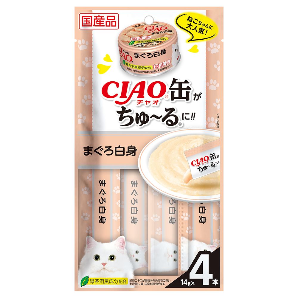 （まとめ買い）CIAO缶ちゅる まぐろ白身 14gx4本 猫用おやつ [x24]