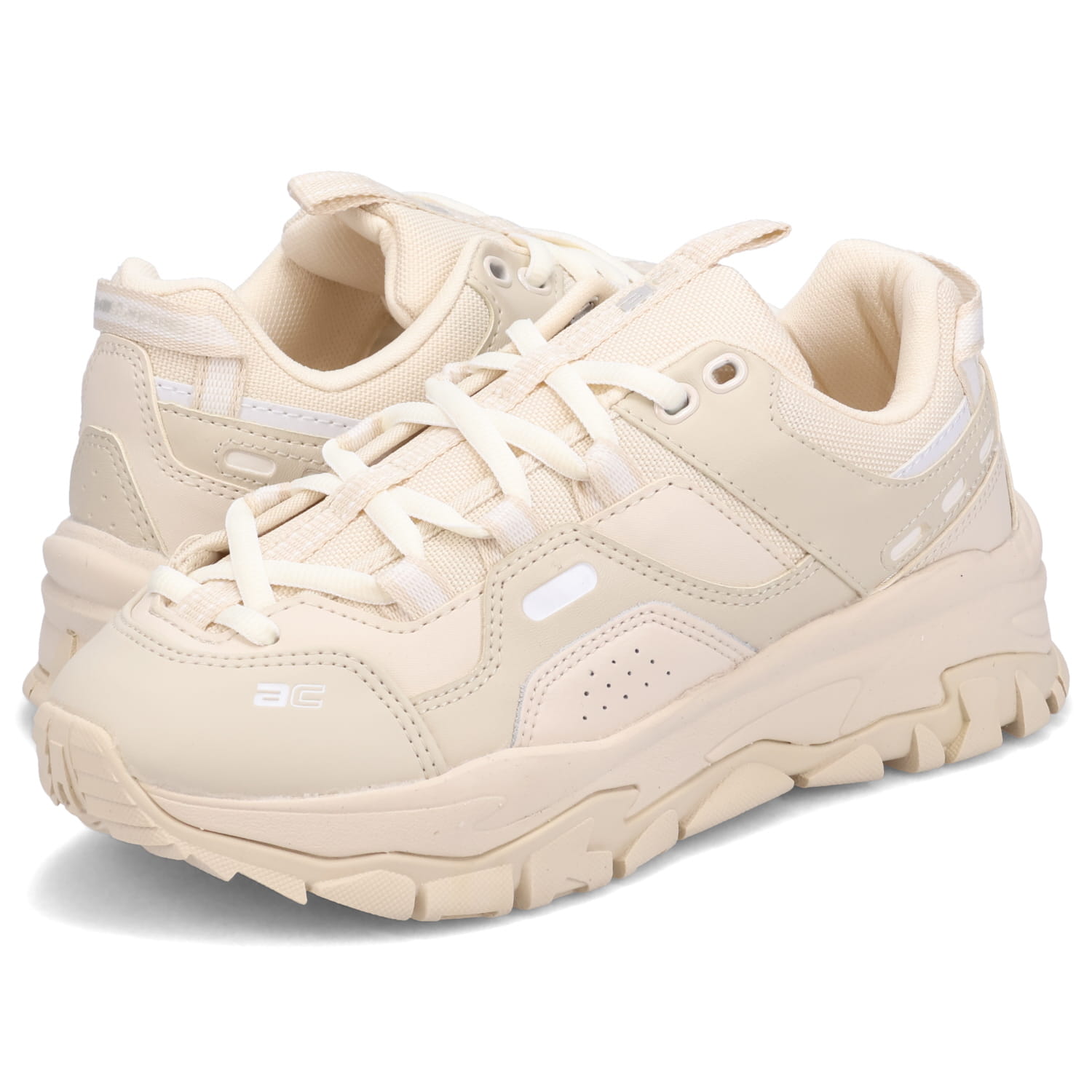 スニーカー ダッドシューズ ロードローラー レディース 厚底 ベージュ AKC-0007