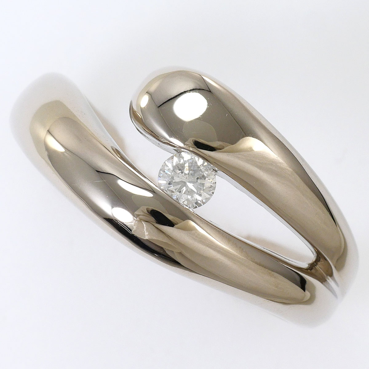 K9 9金 WG ホワイトゴールド リング・指輪 11号 ダイヤモンド 0.09ct 総重量約5.1g ジュエリー 中古