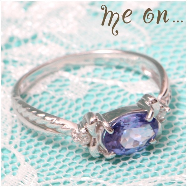 me on... K18ホワイトゴールドタンザナイト＆天然ダイヤモンドデザインリング 発送目安：２３週間