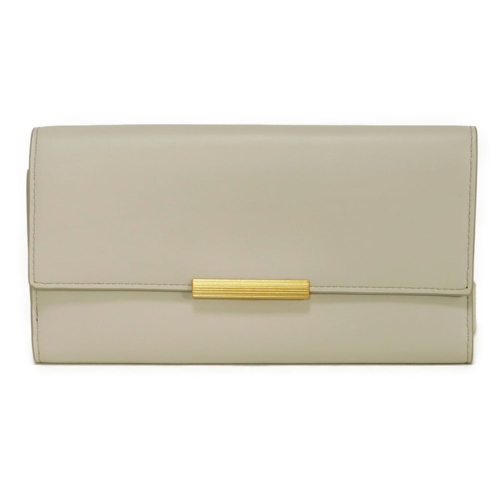 【中古】BOTTEGAVENETA 三つ折り財布 アイボリー RFID IC コンチネンタル トリフォード ウォレット プレート 578751 VMAU1 9644