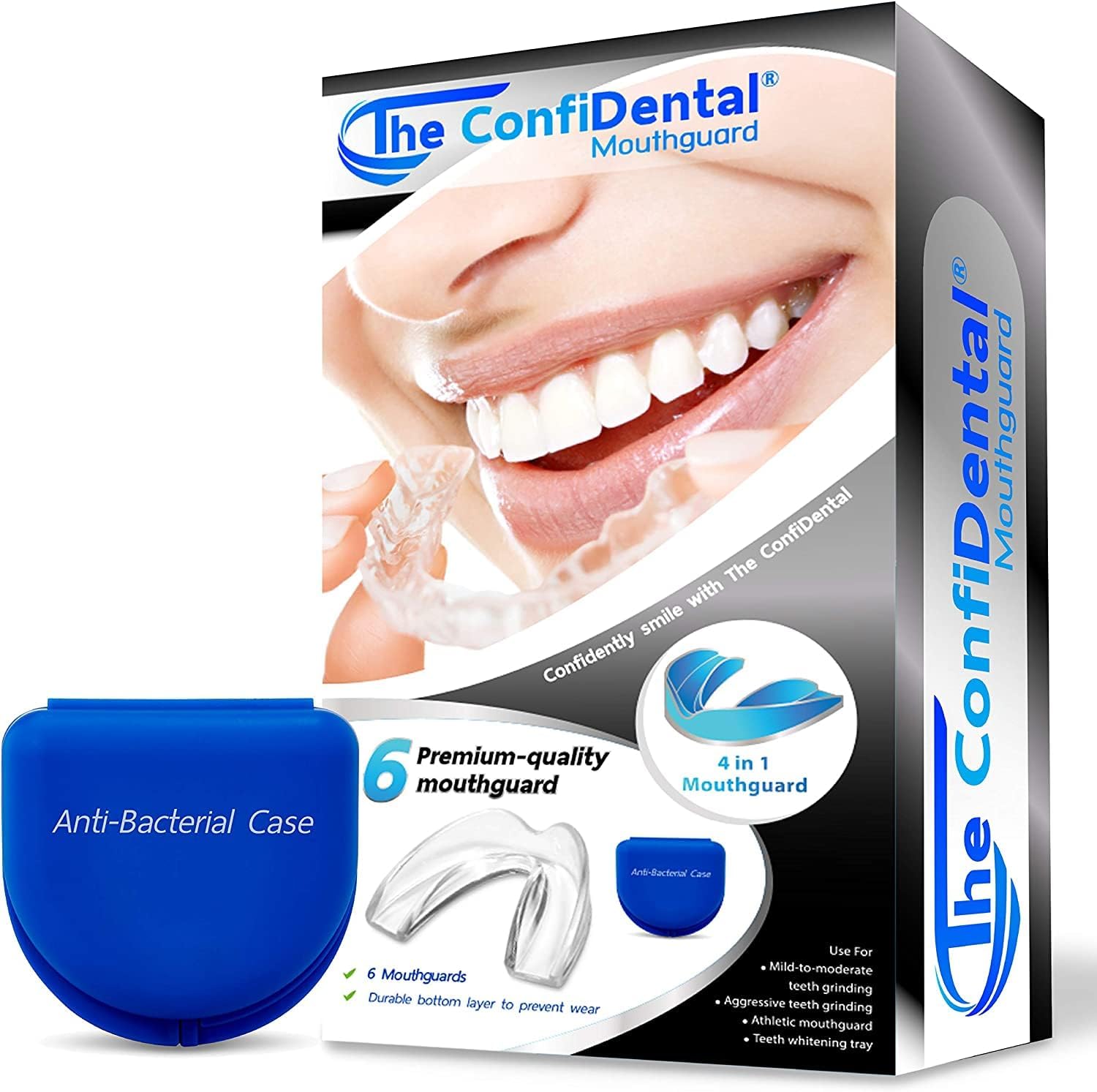 歯ぎしりと歯ぎしりのためのConfi Dental Mouth Guard - 成形可能な歯科用ナイトガードで夜間の研削に対する快適で耐久性のある保護 - 6パック（通常サイズ6個）