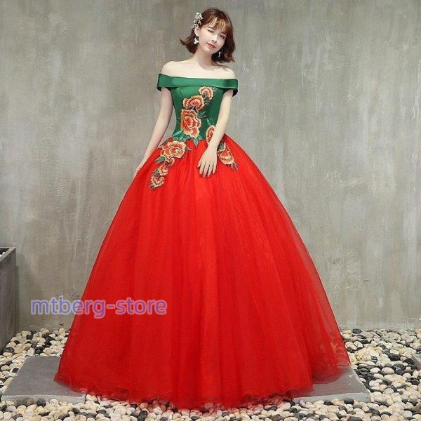 新作 ドレス ウェ ウエドレス パイン 可愛い刺繍花 音楽 露背 お呼ばれ 舞台衣装 撮影 エレ 演奏会 姫系h4934