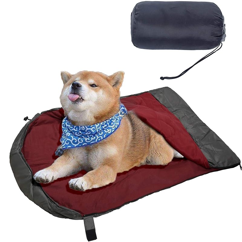 ペット寝袋 犬用寝袋 中大型犬 ペットもぐる布団 ふわふわ通年使用 収納可 アウトドア 屋内 洗える 赤 5,052円