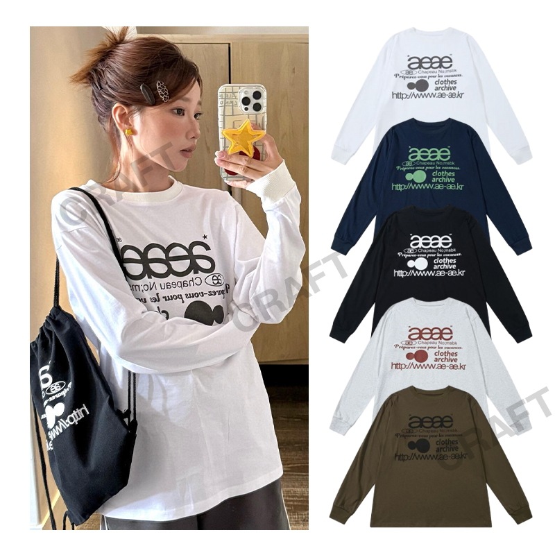 aeae送料無料長袖Tシャツ 秋の新作 ラウンドネック Tシャツ・カットソーレディース トップス 秋冬