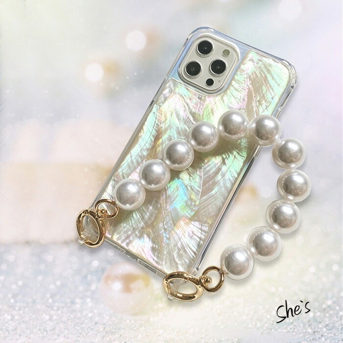 【天然シェル×大粒パールストラップ iPhoneケース TPU 】スマホ ケース 持ち手付き スマホケース iPhone15 iPhonXS iPhoneXR iPhoneXSMAX iPhone11 4,644円