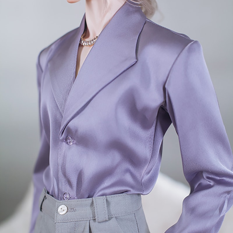 BJD ドール服 シャツ 紫 長袖 ビッグカラー SD17/70cm/ID75/80cmサイズ球体関節人形用衣装