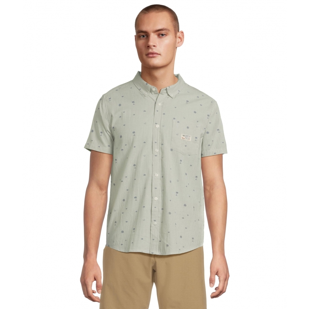 RVCA エキゾチカシアーサッカーショートスリーブグリーンティー