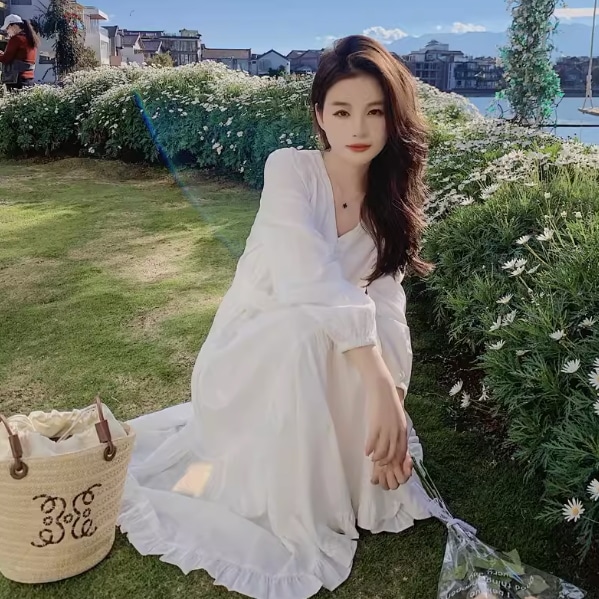 レディース ワンピース ティアード ロング 長袖 ボリューム袖 ヘンリーネック 襟付き フリル 透け感 かわいい 大人可愛い きれいめ シンプル カジュアル 上品 おしゃれ こなれ感 ガーリー