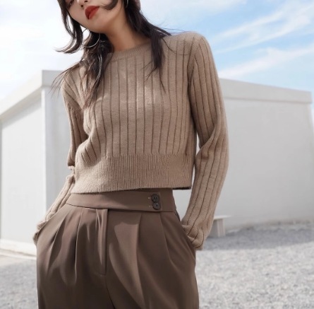 レディース トップス カットソー ニット セーター プルオーバー ショート 長袖 フェミニン リブニット かわいい 大人可愛い きれいめ シンプル カジュアル 上品 おしゃれ レトロ こなれ感 ラフ