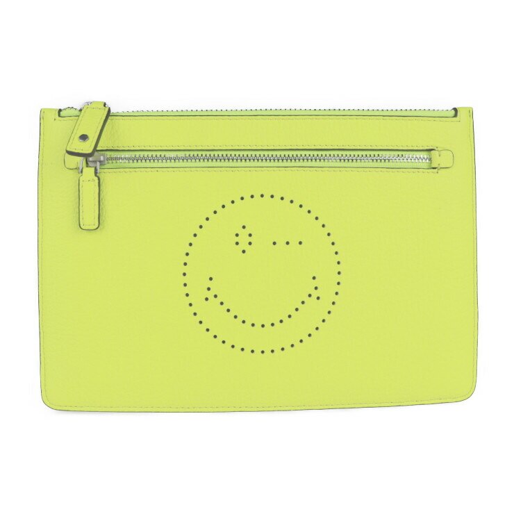 超美品 Anya Hindmarch アニヤ ハインドマーチ ダブル ジップ ポーチ スマイリー ポ