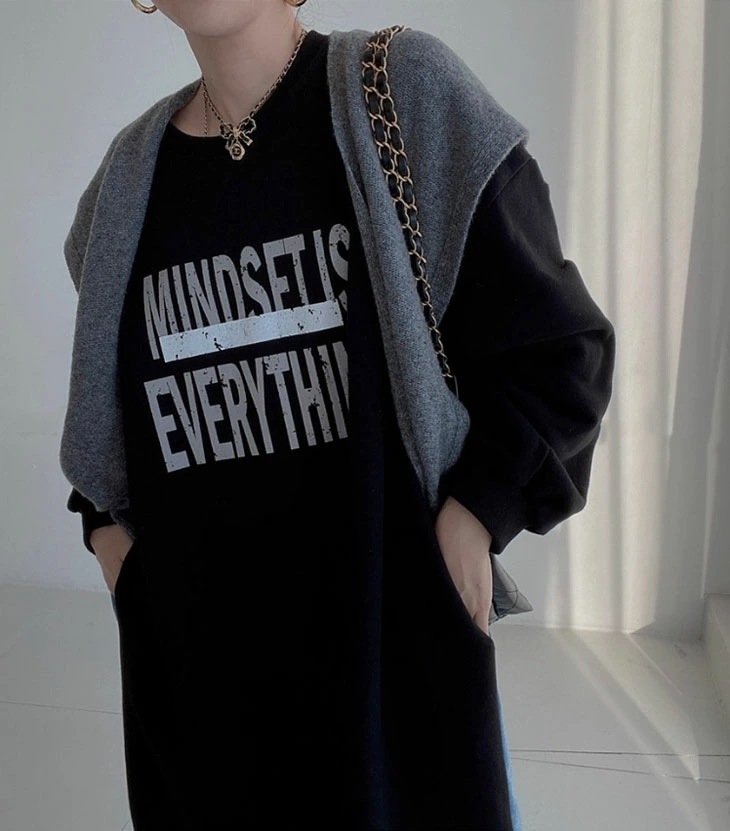 【急速出荷!】長袖 ワンピース レディース 秋 ロングワンピース 文字プリント デニムデザイン デニム ドレスワンピース 長袖ワンピース ゆったり カジュアル 韓国ファッション