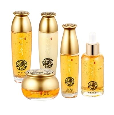 24K 純金エネルギー！ 予知後 自明 韓方 ゴールド 基礎化粧品 5種セット 弾力 保湿 しわ スキン+エッセンス+アンプル+ 乳液+栄養クリーム