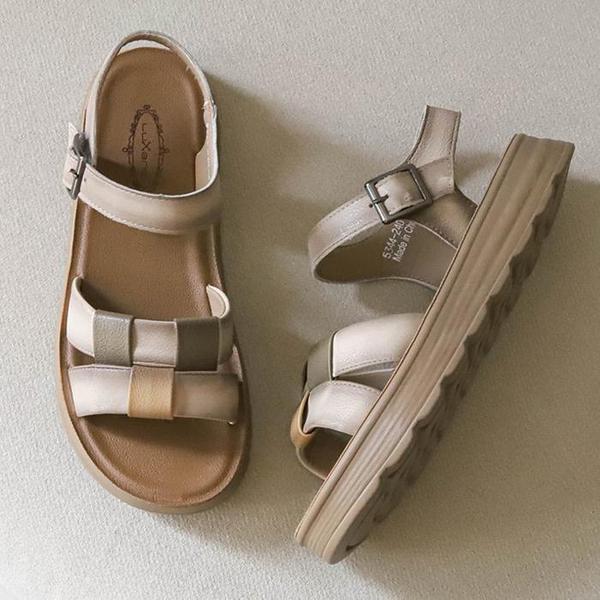 女性夏ウィービング太ヒールサンダル