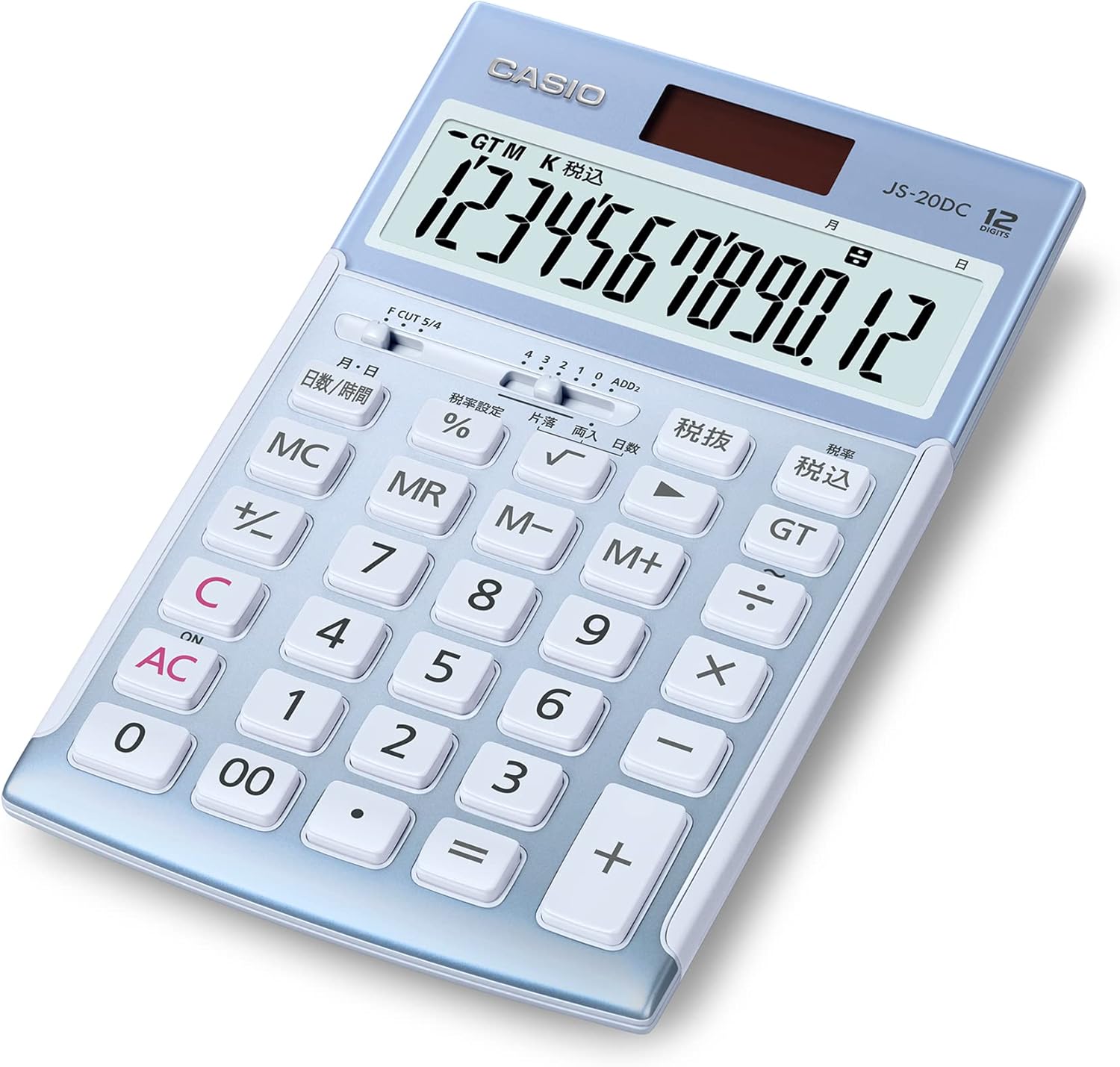 カシオ 本格実務電卓 12桁 日数&時間計算 ジャストタイプ ブルー JS-20DC-BU-N グリーン購入法適合 エコマーク認定