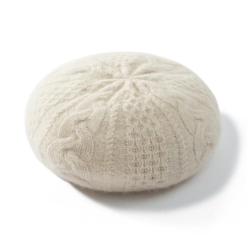 [SHOLIND] ベレー帽 カシミヤ100％ ニット帽子 レディース ケーブル編み ニットキャップ 無地 帽子 [並行輸入品]