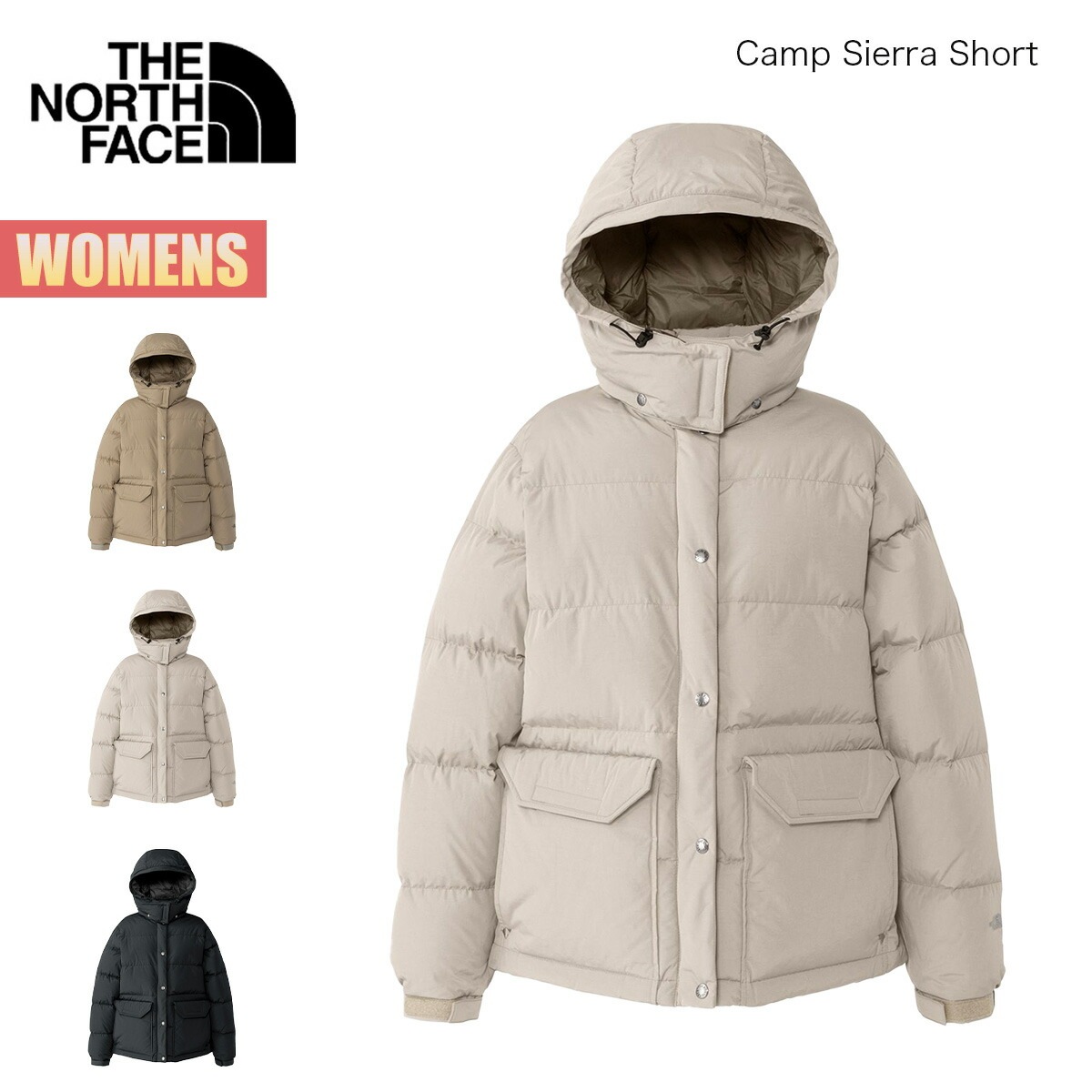 ダウンジャケット レディース キャンプシエラショート Camp Sierra Short アウター アウトドア カジュアル フード ボタン 撥水 静電気ケア