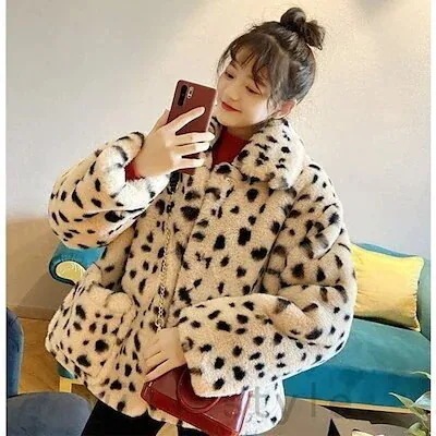 ジャケットボア韓国オルチャンストリートファーダルメシアン柄原宿系派手アニマルブルゾンアウター