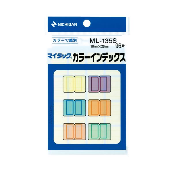 (まとめ) ニチバン マイタック カラーインデックス小 18×25mm 6色 ML-135S 1パック（96片：各色16片） (×100セット)
