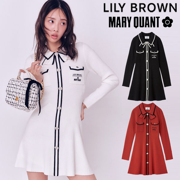 【LILY BROWN×MARY QUANT】デイジー釦付きビジューミニニットワンピース