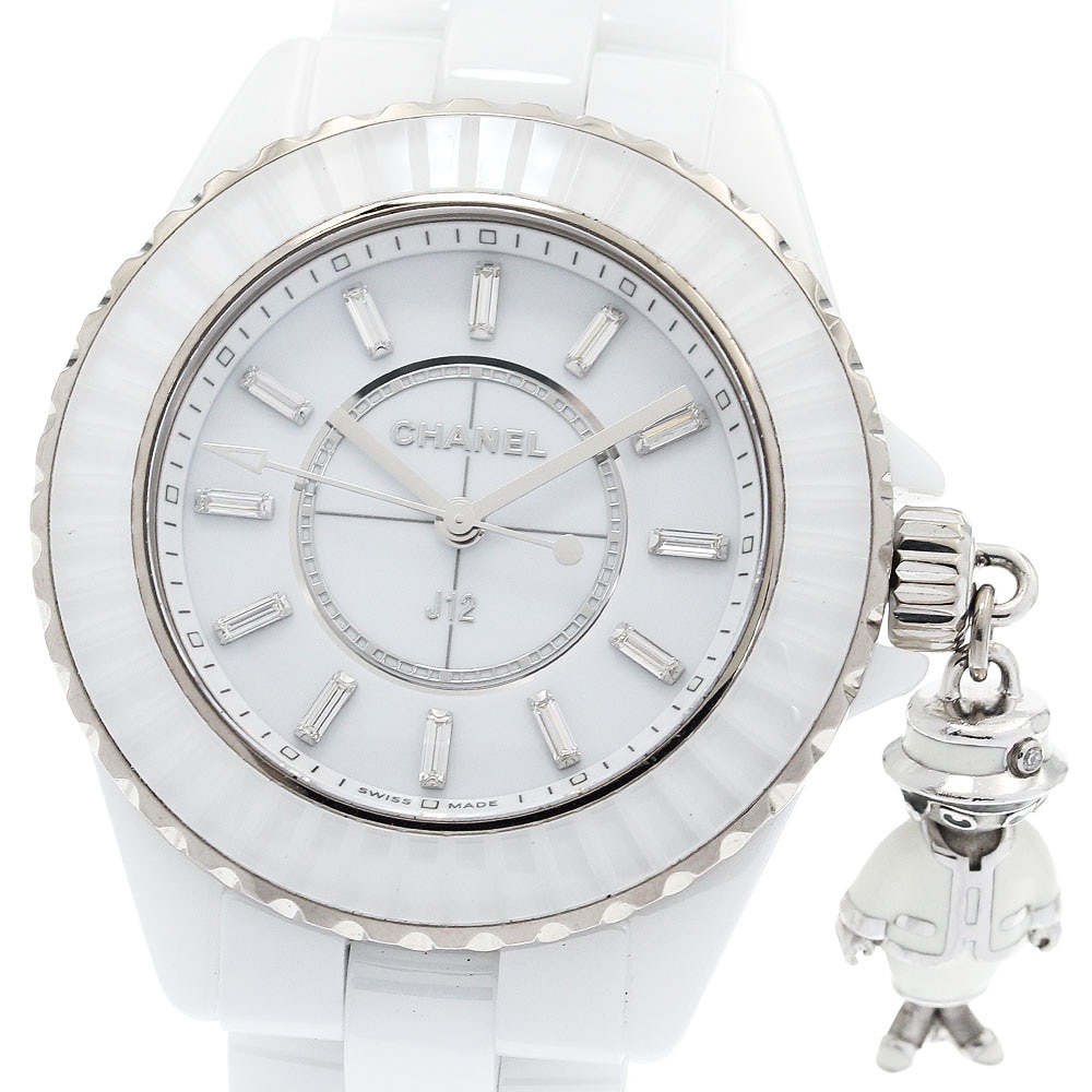 シャネル CHANEL H6478 マドモアゼル J12 アクテ II 33mm 白セラミック ダイヤインデックス 限定品 クォーツ レディース 良品 _931983【中古】