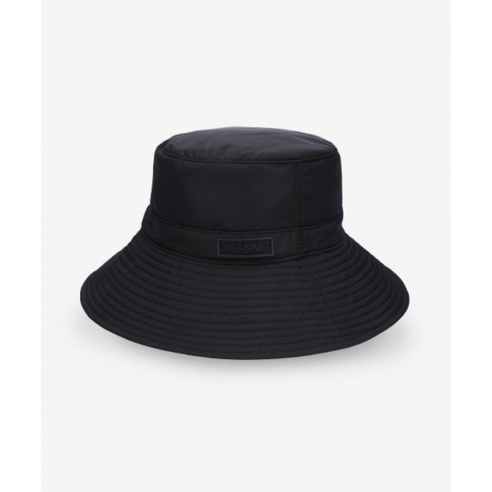 GANNI レディースリサイクルテックバケットハット-ブラック/A4735099