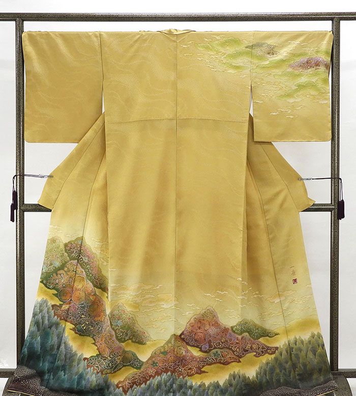 訪問着 新品仕立済 正絹 絞り染色作家 吉乃一廉作 絞り辻が花模様 身丈164.5cm 裄丈68cm 新品 仕立て上がり 着物 結婚式 入学式 卒業式 b1028