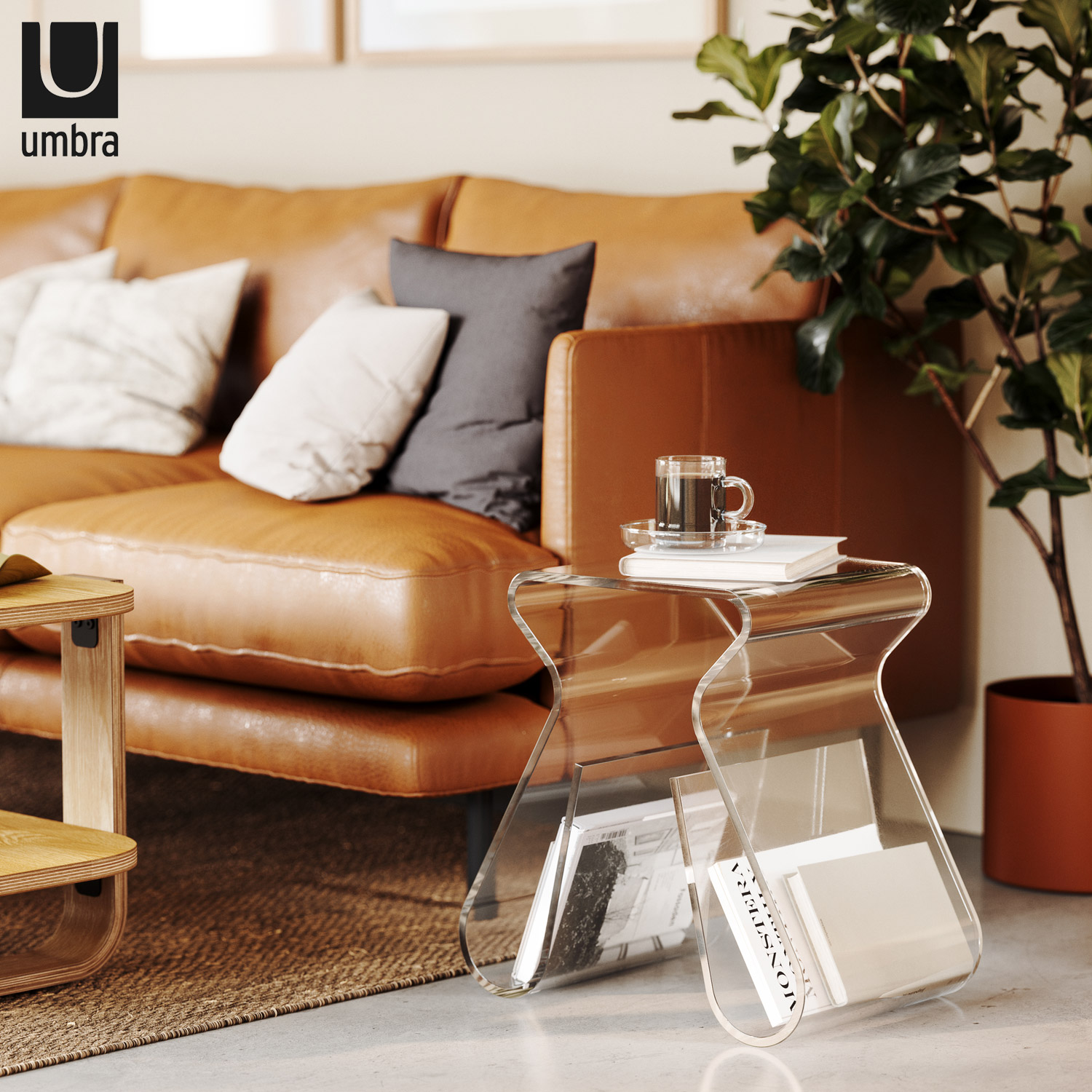 マジノスツール&マガジンラック 椅子 サイドテーブル ナイトスタンド エンドテーブル アクリル製 省スペース クリア 2322720165 29,452円