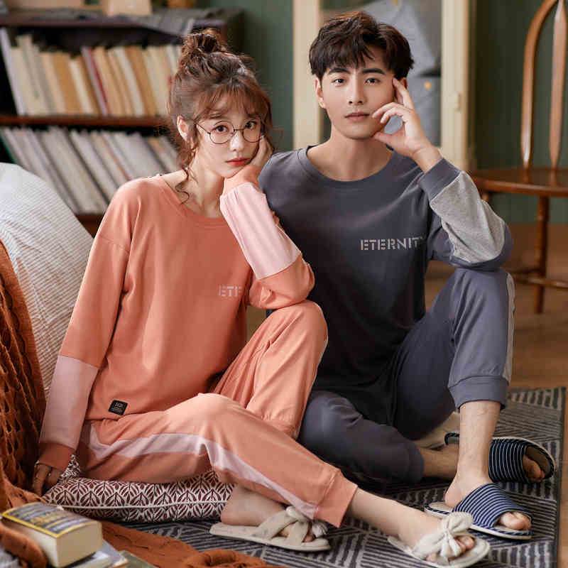 ルームウェア パジャマ 寝巻き レディース トップス ボトムス 上下セット 2点セット ツーピース ロングTシャツ 長袖 袖あり ロンT ラウンドネック ロゴ ロングパンツ オレンジ 大人可愛い 韓国 5,150円