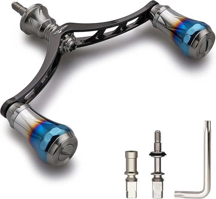 V4.0 80/98mm リール ハンドル 航空アルミ製 シマノ ダイワ 通用 スピニングリール Arch(ガンメタル(ノブ)＆ブラック(ハンドル), V4.0 - 98mm)