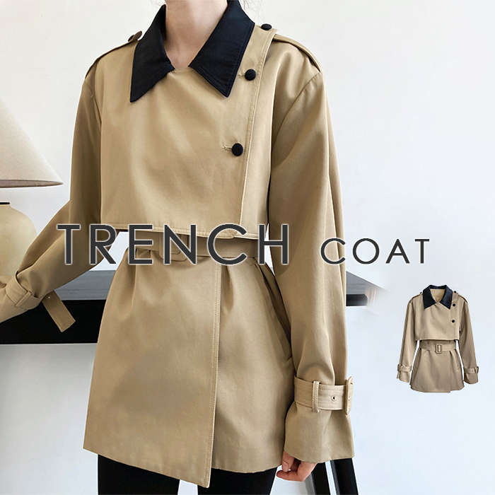 トレンチコート コート レディース 春秋 ステンカラーコート アウター ライトジャケット ジャケット ショート丈 ミドル丈 シンプル 秋服 春アウター 春 秋 体型カバー 着痩せ ビジネス フォーマル
