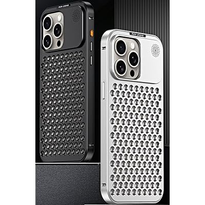 Sursuni iPhone 15 Pro 用 ケース アルミ 散熱 カバー バンパー Mac Pro 仕様 香水 薫り アイフォン15 プロ ケース バンパー+バックパネル 散熱穴 金属 耐衝撃 軽