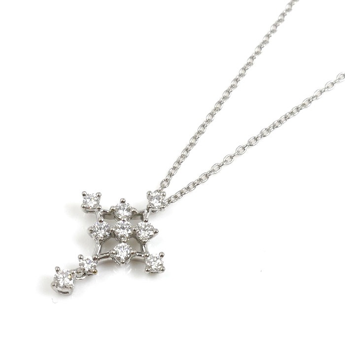 ROYAL ASSCHER Pt950プラチナ ネックレス ダイヤモンド0.30ct 3.7g -45cm フリーチェーン レディース 中古