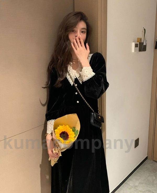 ワンピース レディース 長袖 結婚式 お呼ばれ ドレス ロングワンピース 大きいサイズ 黒 赤 レース 韓国 ファッション きれいめ カジュアル 大人可愛い おしゃれ Aライン パーティードレス デー