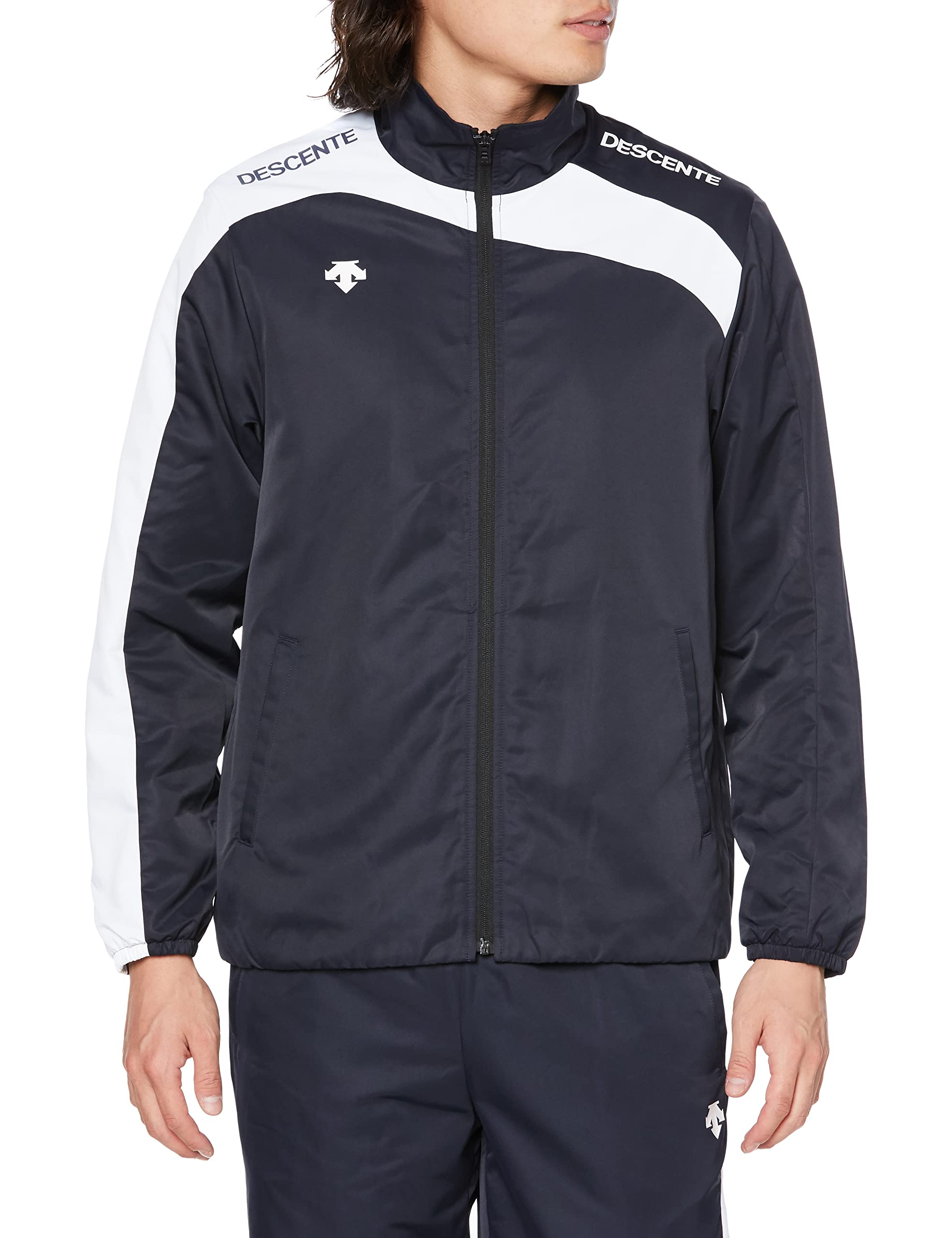 [デサント] ウインドブレーカー 定番 防風 保温 裏トリコット 前開き 動きやすい トレーニング ジム ランニング メンズ チーム DNVY(DTM-3550B) S